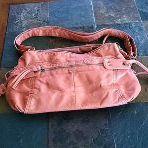 Bueno light coral small shoulder strap purse.